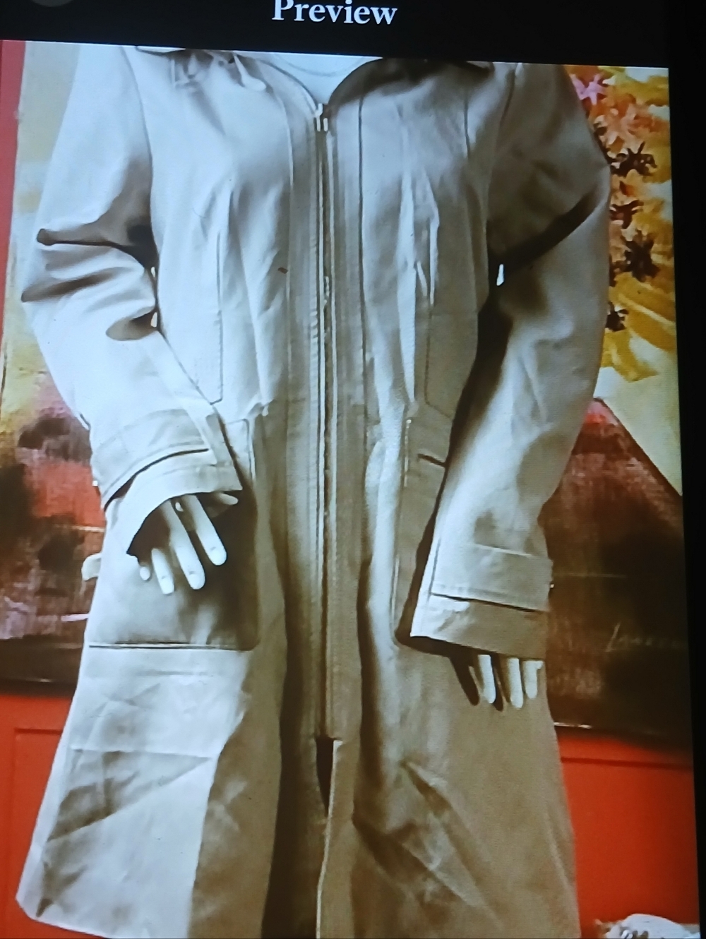 Light Beige Women's Long Zip  RainCoat